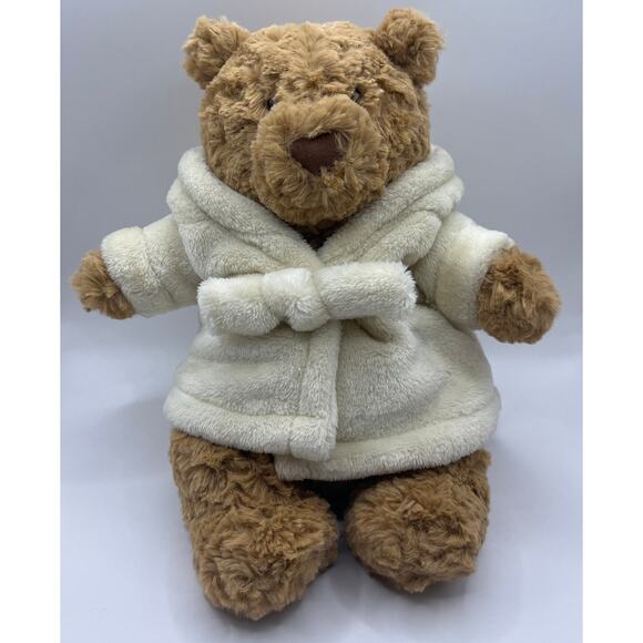 RARE Jellycat Bartholomew Bear with Bathrobe Stuffed Animal, 10 inches - NWT - Picture 1 of 7